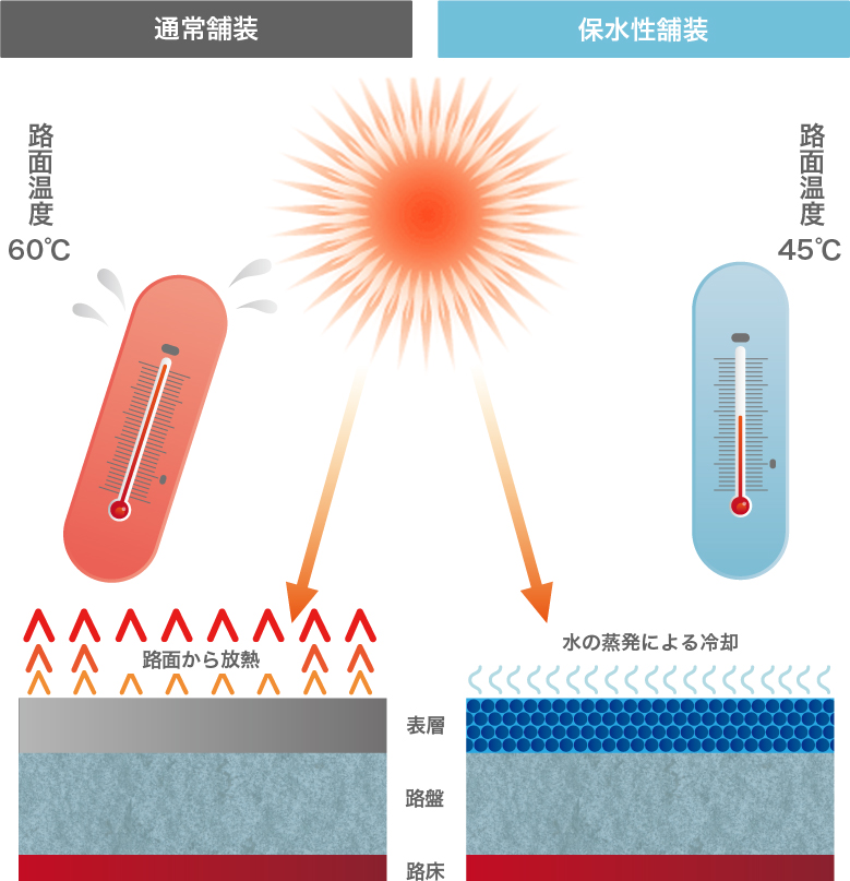 通常舗装 保水性舗装